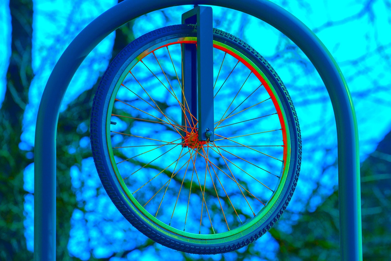 Bicycle hanging in storage for the winter