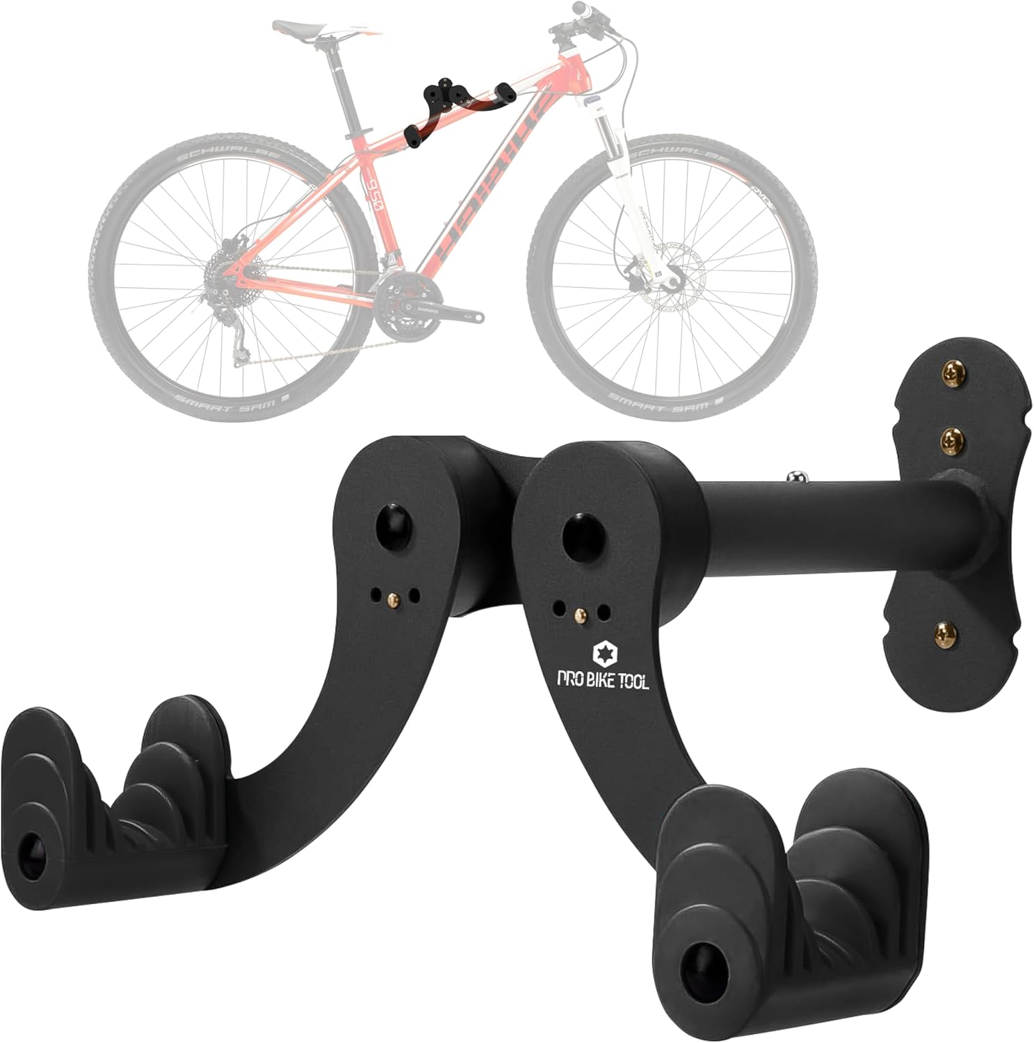 PRO BIKE TOOL Bike Rack for Garage Wall Mount - Horizontal Bike Storage | Fits Road, Mountain & Hybrid Bikes, Adjustable Arms, Rubber Cradles, Space-Saving Design PRO BIKE TOOL Bike Rack for Garage Wall Mount - Horizontal Bike Storage - Image 1