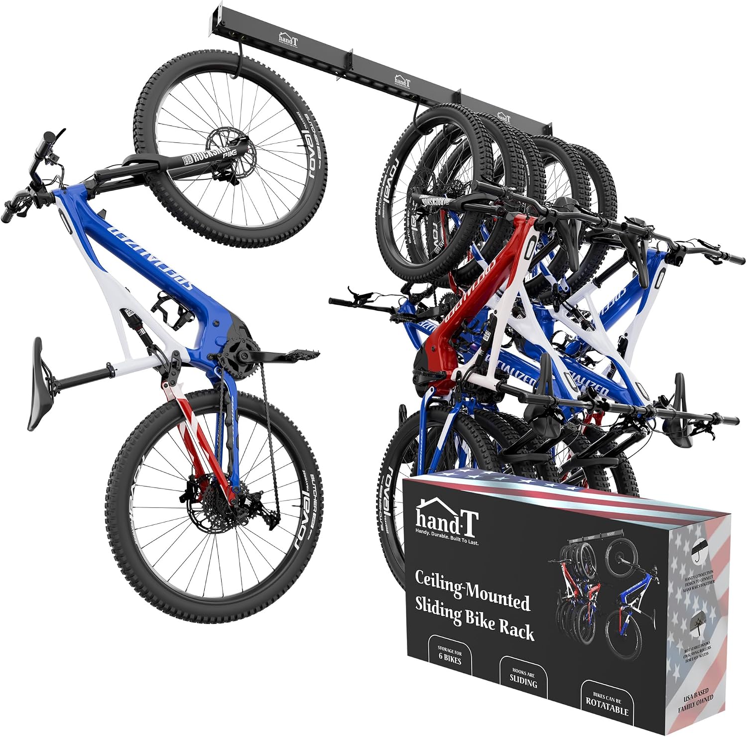 USA Based Ceiling Bike Rack Garage Storage Mount, Bicycle Hanger For Up To 6 Bikes